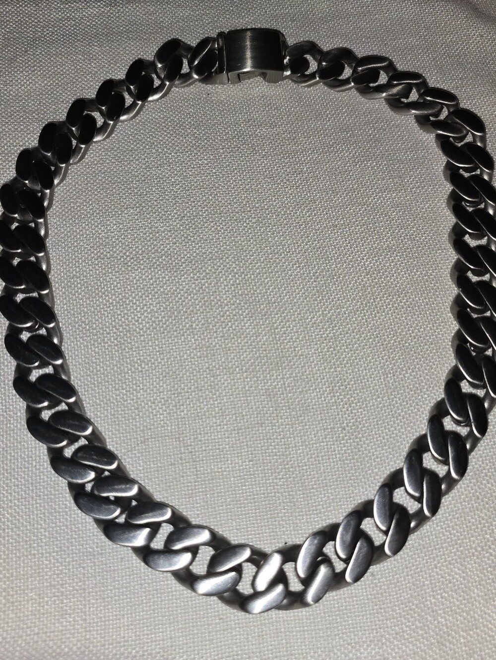 Sanity Jewelry Bagger Necklace Brushed 3/4” Wide Easy Biker- 26”-28" Length Mens